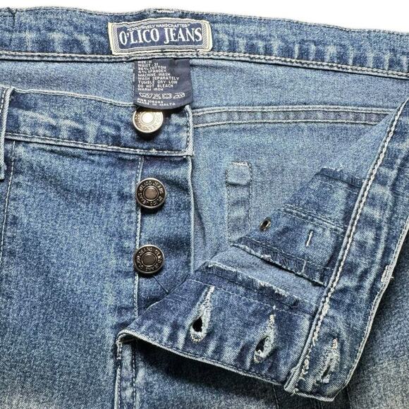 O’lico Split Leg Eyelet Jeans Y2K Light Wash Vintage Denim Size 11 Low Rise - Picture 7 of 10